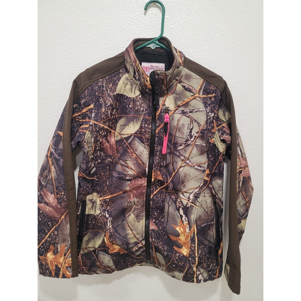 Camo ladies jacket Burly girl medium pink accents waterproof